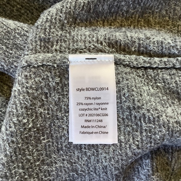 Barefoot Dreams Cozychic Lite Raglan Crew Neck Pullover Pacific Blue Chambray XL - Picture 11 of 14